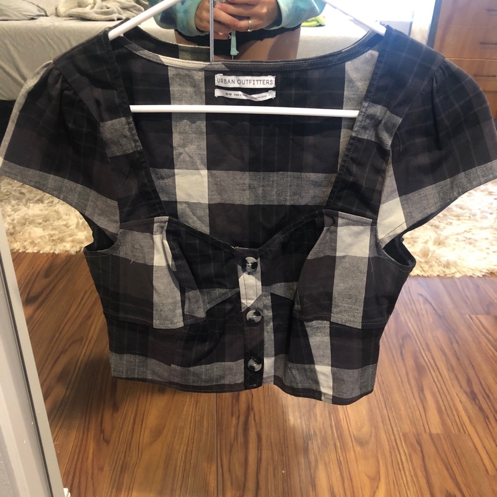 Urban outfitters crop plaid top